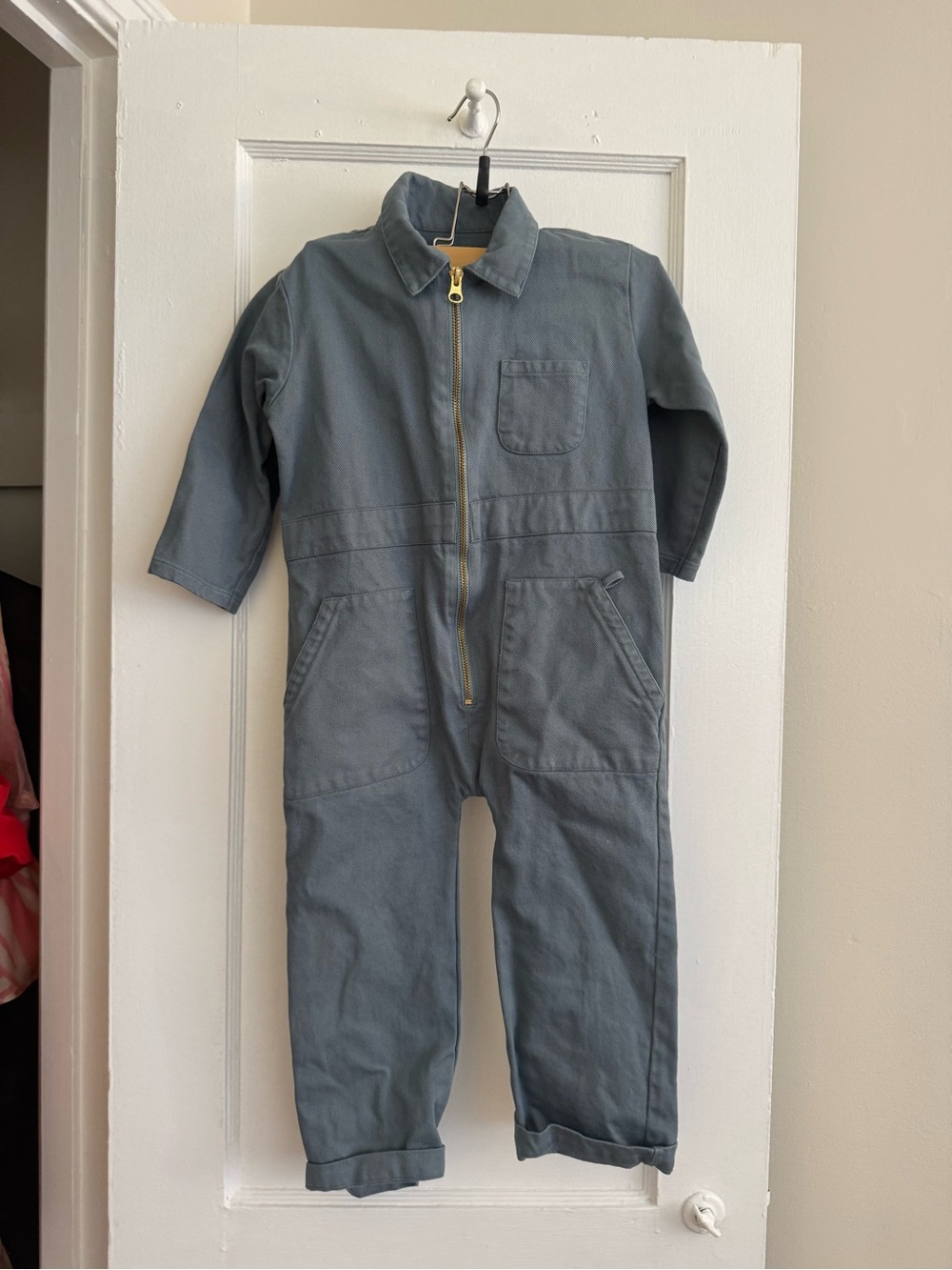 Kids Slate Gray Zip-Front Utility Jumpsuit